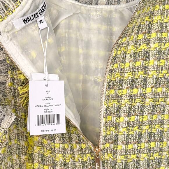 Walter Baker Dara Malibu Yellow Tweed Top XL - Picture 4 of 4
